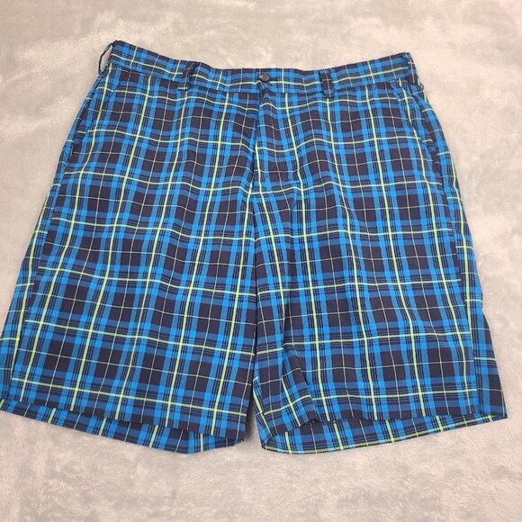 Izod Perform Golf Shorts Plaid‎ Blue Golf Men's Size 38 Bermuda Shorts - Picture 1 of 7
